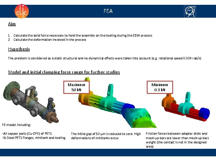 FEA Aim 1. Calculate the axial force necessary to hold the assembly on the