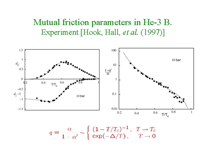Mutual friction parameters in He-3 B. Experiment [Hook, Hall, et al. (1997)] 