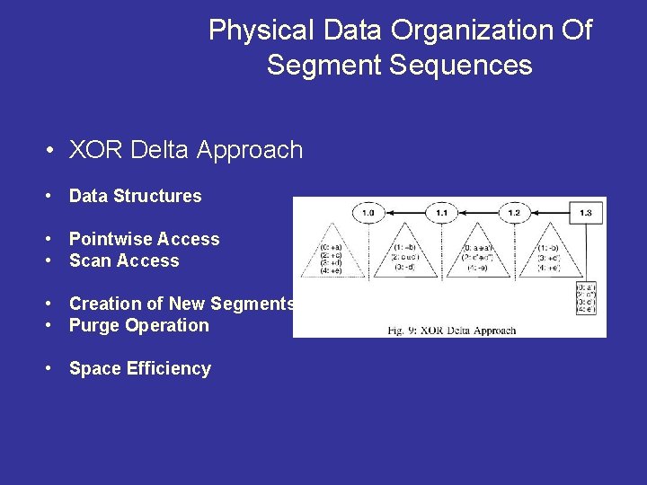 Physical Data Organization Of Segment Sequences • XOR Delta Approach • Data Structures •