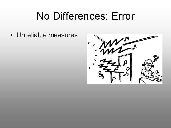 No Differences: Error • Unreliable measures 
