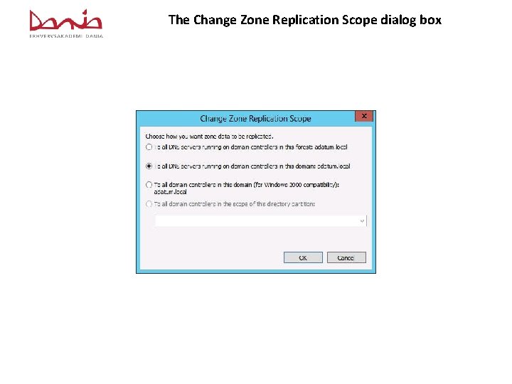 The Change Zone Replication Scope dialog box 