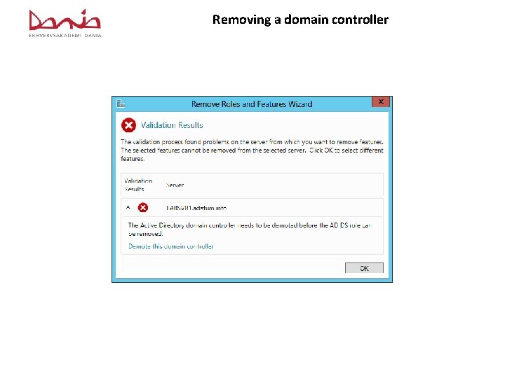 Removing a domain controller 