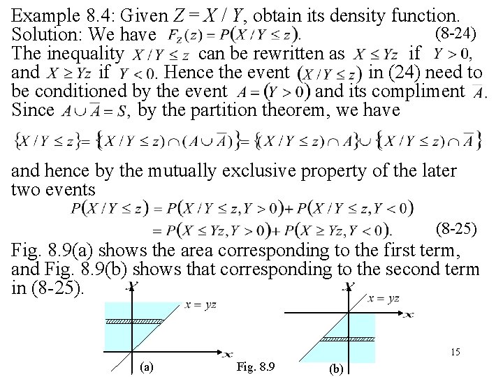 Example 8. 4: Given Z = X / Y, obtain its density function. (8