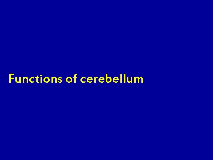 Functions of cerebellum 