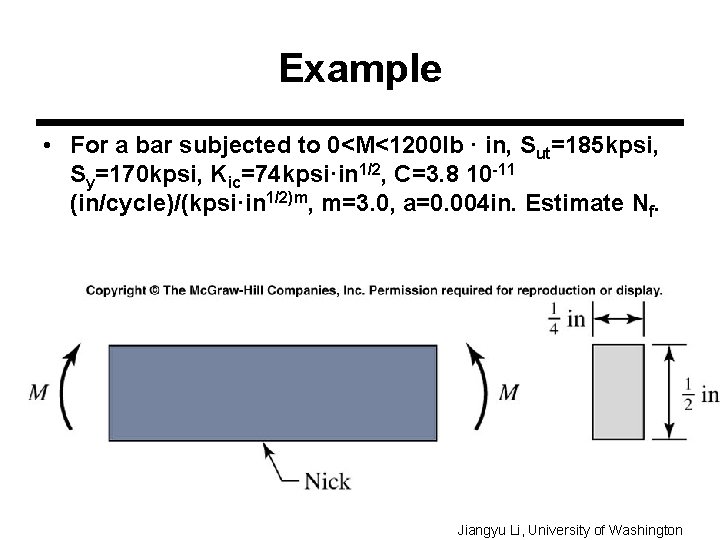 Example • For a bar subjected to 0<M<1200 lb · in, Sut=185 kpsi, Sy=170