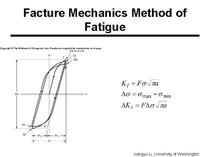 Facture Mechanics Method of Fatigue Jiangyu Li, University of Washington 