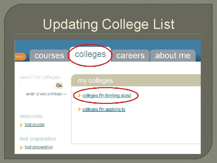 Updating College List 