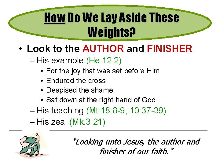 How Do We Lay Aside These Weights? • Look to the AUTHOR and FINISHER