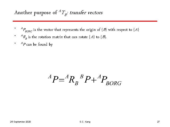 Another purpose of ATB: transfer vectors • • • AP is the vector that