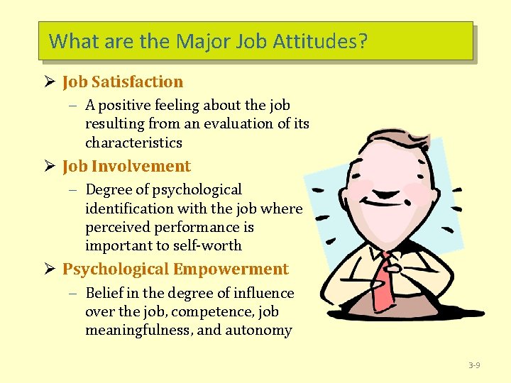 What are the Major Job Attitudes? Ø Job Satisfaction – A positive feeling about