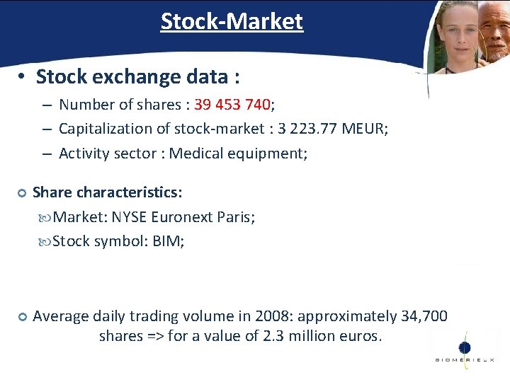 Stock-Market • Stock exchange data : – Number of shares : 39 453 740;