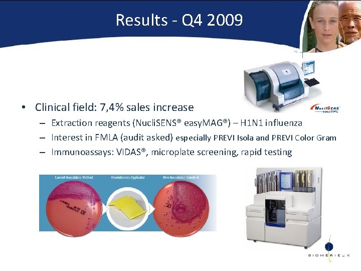 Results - Q 4 2009 • Clinical field: 7, 4% sales increase – Extraction