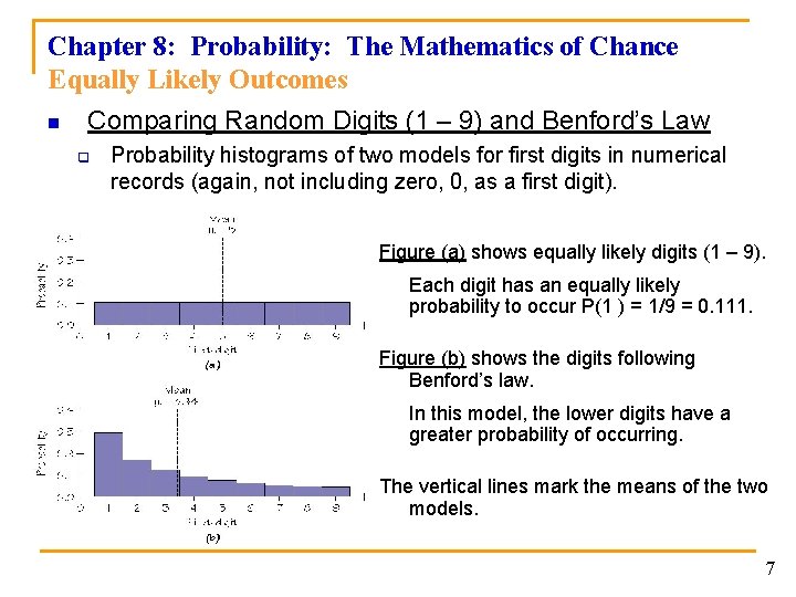 Chapter 8: Probability: The Mathematics of Chance Equally Likely Outcomes n Comparing Random Digits