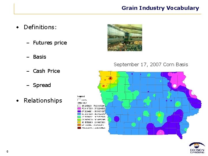 Grain Industry Vocabulary • Definitions: – Futures price – Basis September 17, 2007 Corn