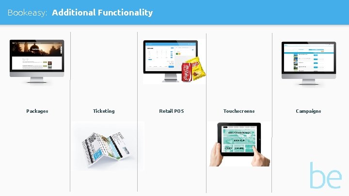 Bookeasy: Additional Functionality Packages Ticketing Retail POS Touchscreens Campaigns 