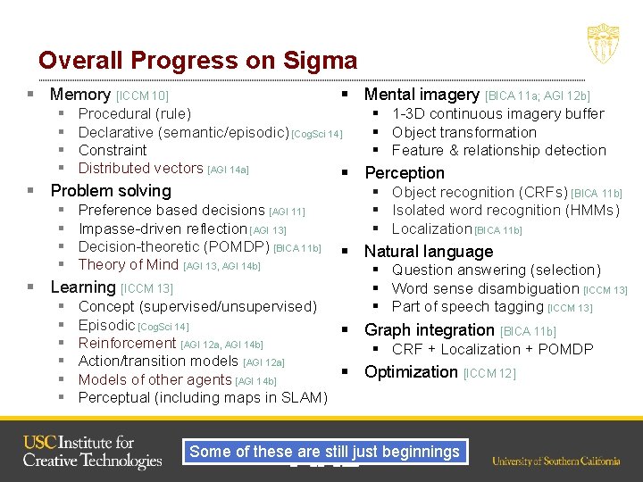 Overall Progress on Sigma § Mental imagery [BICA 11 a; AGI 12 b] §