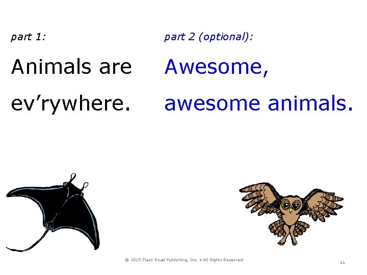 part 1: part 2 (optional): Animals are Awesome, ev’rywhere. awesome animals. © 2015 Plank