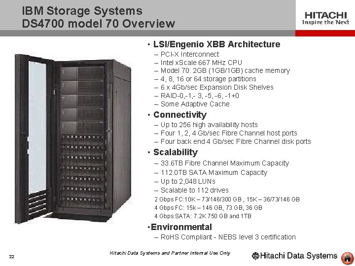 IBM Storage Systems DS 4700 model 70 Overview • LSI/Engenio XBB Architecture – –