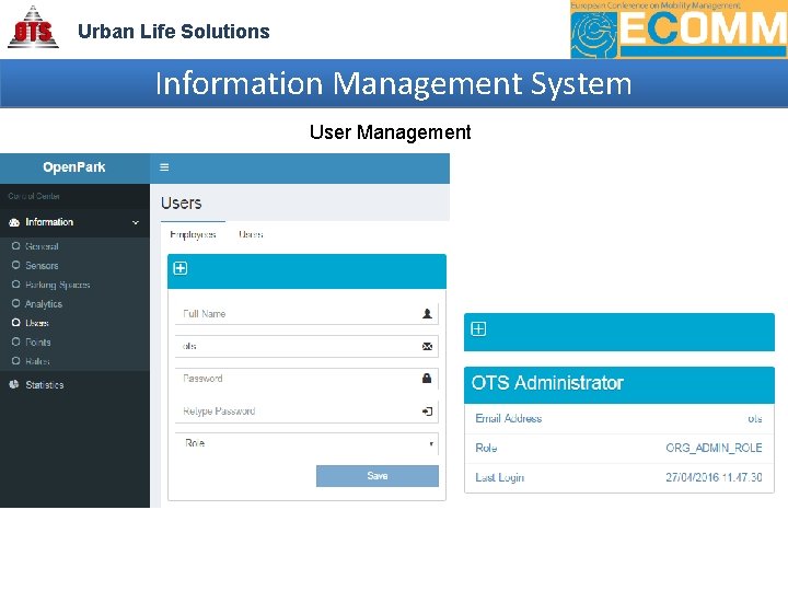 Urban Life Solutions Information Management System User Management 