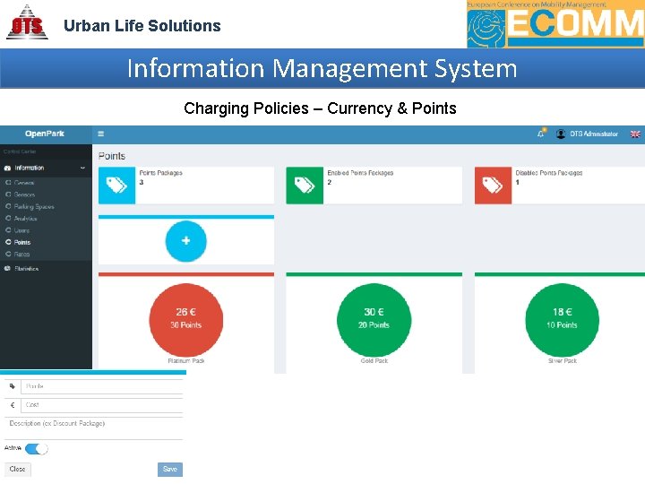 Urban Life Solutions Information Management System Charging Policies – Currency & Points 