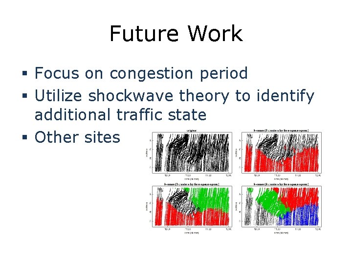 Future Work § Focus on congestion period § Utilize shockwave theory to identify additional Future Work § Focus on congestion period § Utilize shockwave theory to identify additional