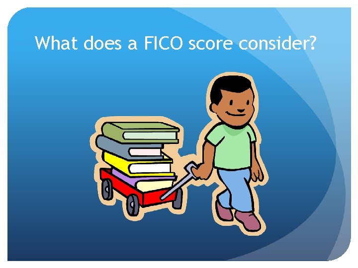 What does a FICO score consider? 