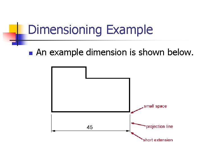 Dimensioning Example n An example dimension is shown below. 