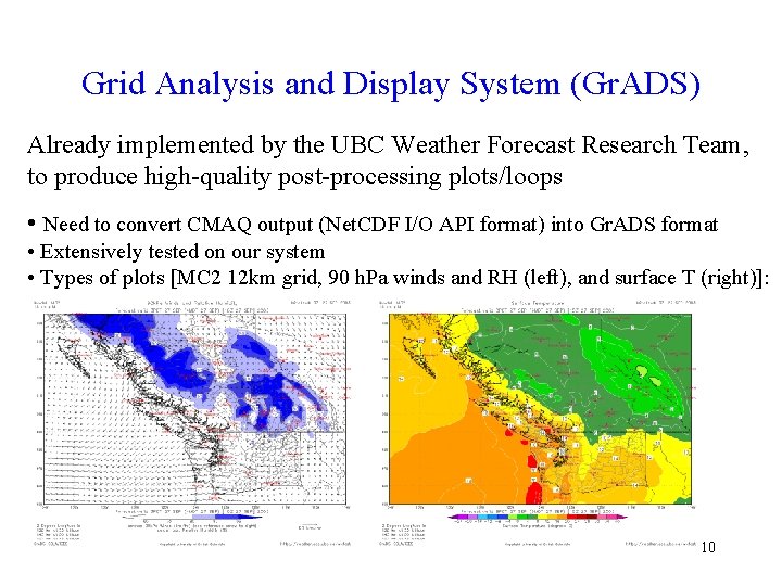 Grid Analysis and Display System (Gr. ADS) Already implemented by the UBC Weather Forecast