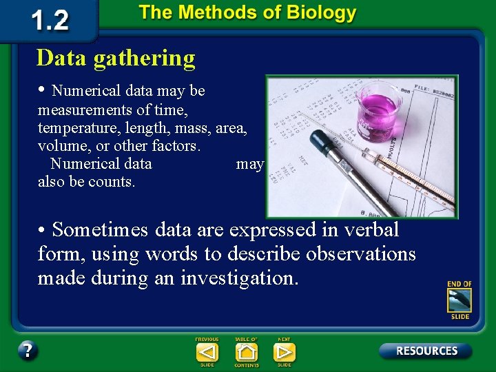 Data gathering • Numerical data may be measurements of time, temperature, length, mass, area,