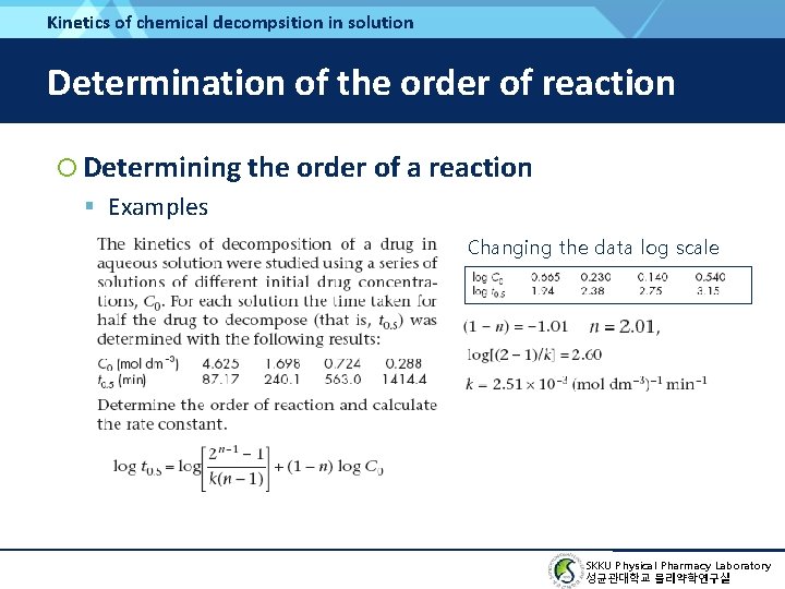 Kinetics of chemical decompsition in solution Determination of the order of reaction Determining the