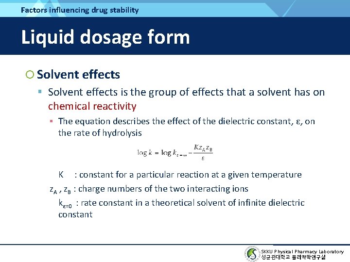Factors influencing drug stability Liquid dosage form Solvent effects is the group of effects