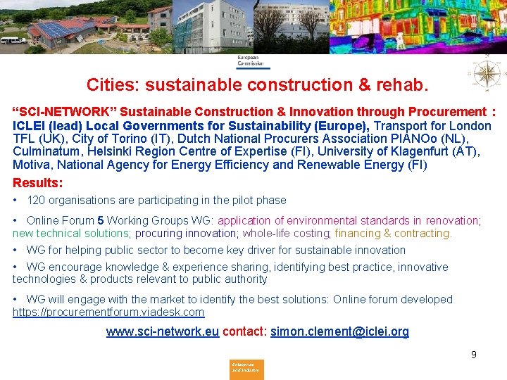Cities: sustainable construction & rehab. “SCI-NETWORK” Sustainable Construction & Innovation through Procurement : ICLEI