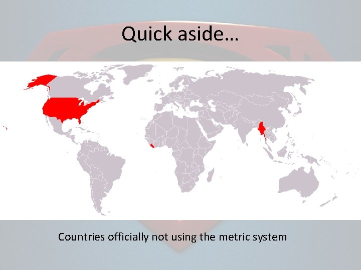 Quick aside… Countries officially not using the metric system 