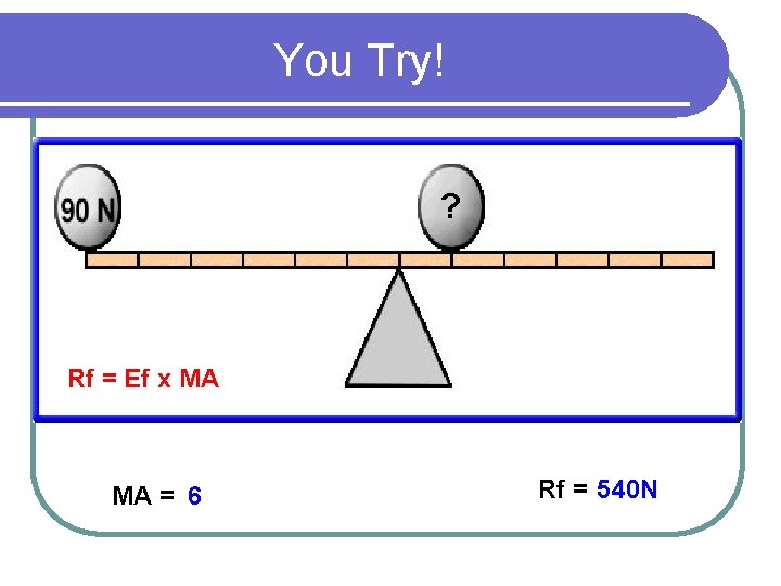 You Try! ? Rf = Ef x MA MA = 6 Rf = 540