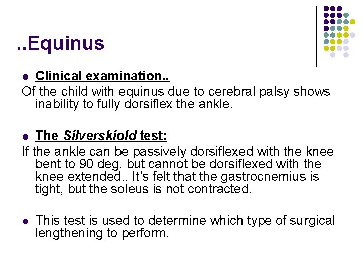 . . Equinus Clinical examination. . Of the child with equinus due to cerebral