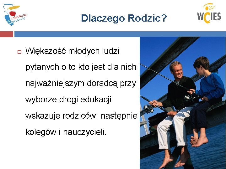 Dlaczego Rodzic? Większość młodych ludzi pytanych o to kto jest dla nich najważniejszym doradcą