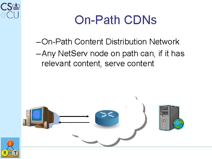 On-Path CDNs – On-Path Content Distribution Network – Any Net. Serv node on path