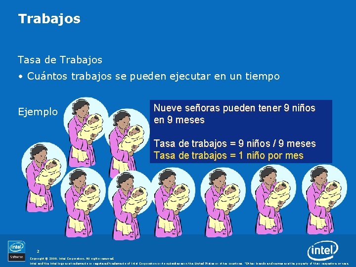Trabajos Tasa de Trabajos • Cuántos trabajos se pueden ejecutar en un tiempo Ejemplo