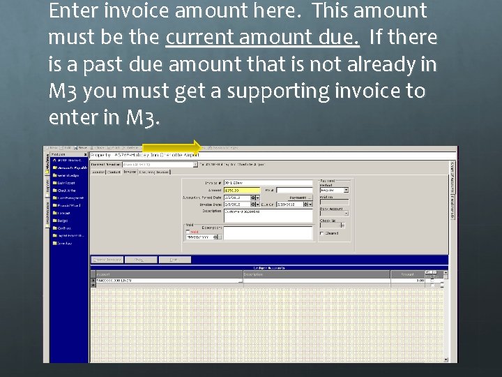 Enter invoice amount here. This amount must be the current amount due. If there