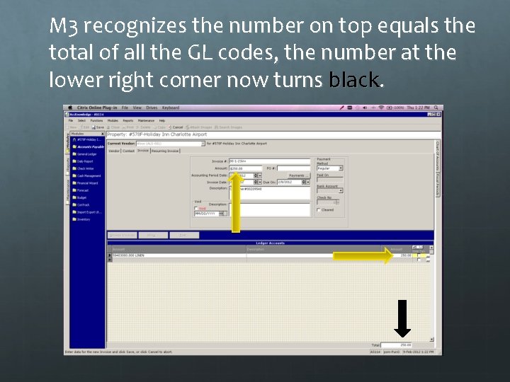 M 3 recognizes the number on top equals the total of all the GL