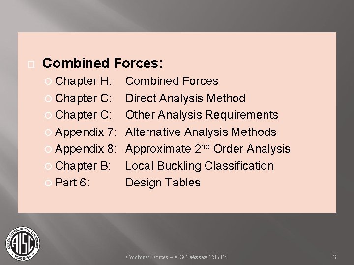  Combined Forces: Chapter H: Chapter C: Appendix 7: Appendix 8: Chapter B: Part