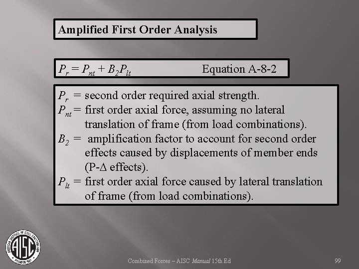 Amplified First Order Analysis Pr = Pnt + B 2 Plt Equation A-8 -2