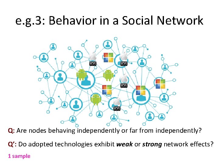 e. g. 3: Behavior in a Social Network Q: Are nodes behaving independently or