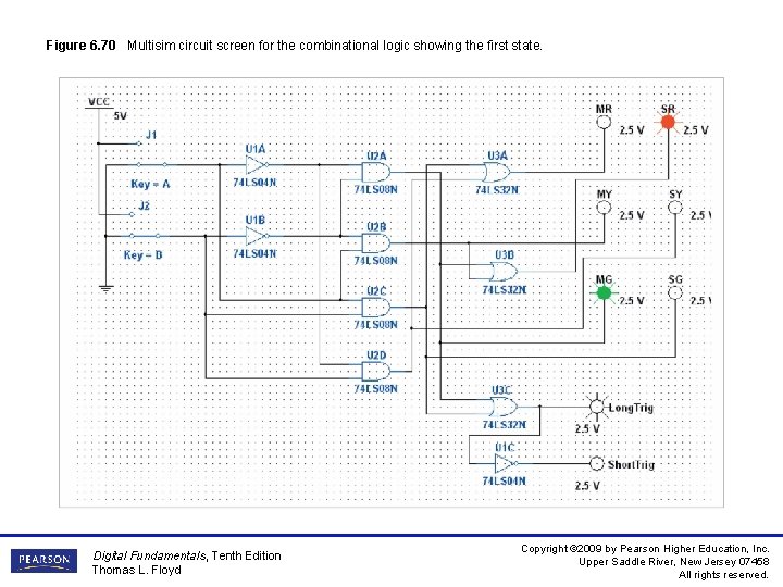 Figure 6. 70 Multisim circuit screen for the combinational logic showing the first state.