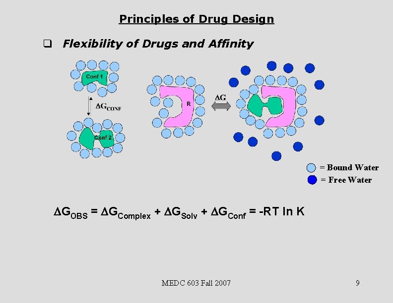 Principles of Drug Design q Flexibility of Drugs and Affinity = Bound Water =