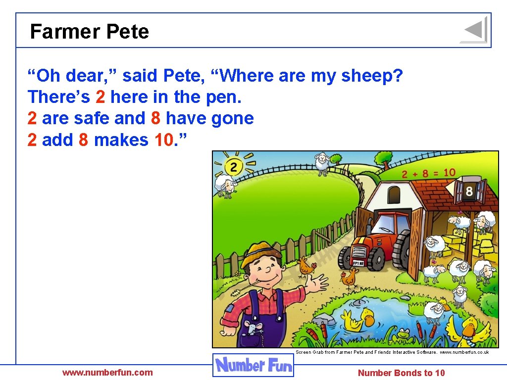 Farmer Pete “Oh dear, ” said Pete, “Where are my sheep? There’s 2 here