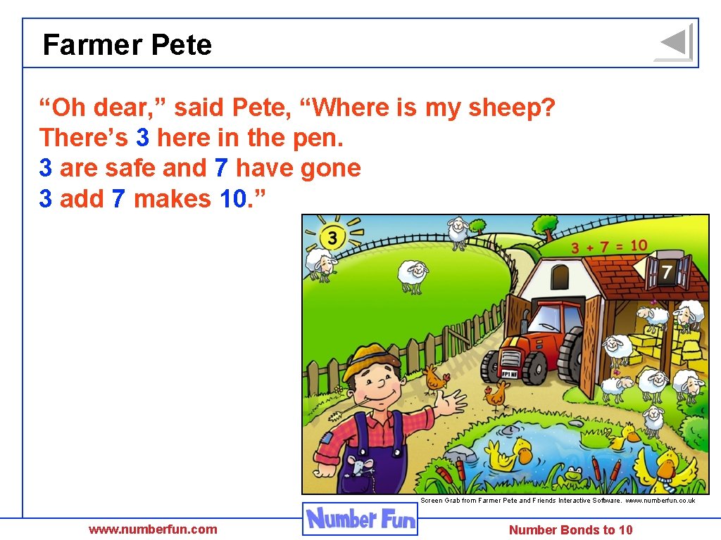 Farmer Pete “Oh dear, ” said Pete, “Where is my sheep? There’s 3 here