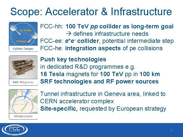 Scope: Accelerator & Infrastructure FCC-hh: 100 Te. V pp collider as long-term goal defines