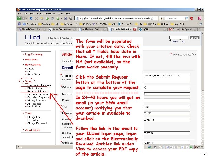 The form will be populated with your citation data. Check that all * fields