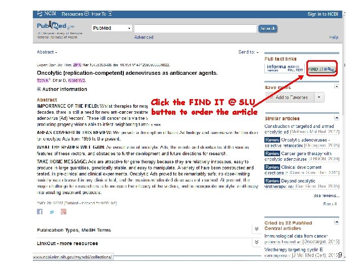 Click the FIND IT @ SLU button to order the article 9 